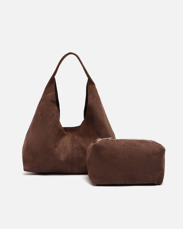 Pologito-1 mini torebka hobo z efektem zamszu z kosmetyczką 