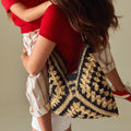 Ushu bolso hobo grande efecto rafia estampado 