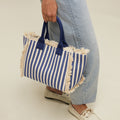 Barte bolso de hombro de tela con estampado de rayas 