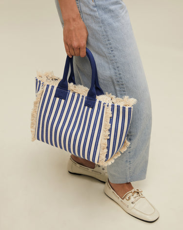 Barte bolso de hombro de tela con estampado de rayas 