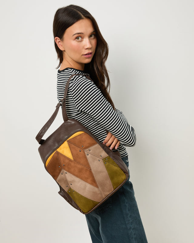Cachi sac à dos antivol effet suédine et détails métalliques