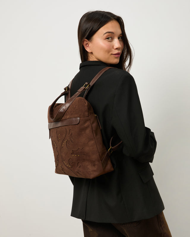 Sac à dos antivol effet daim Doblipi avec détails métalliques