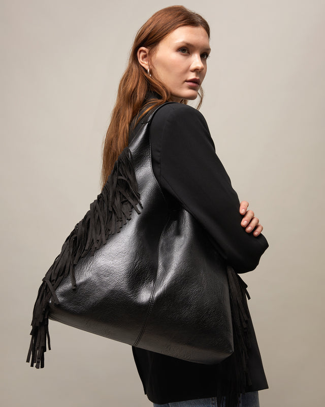 Frinpo sac hobo avec trousse amovible et détail franges
